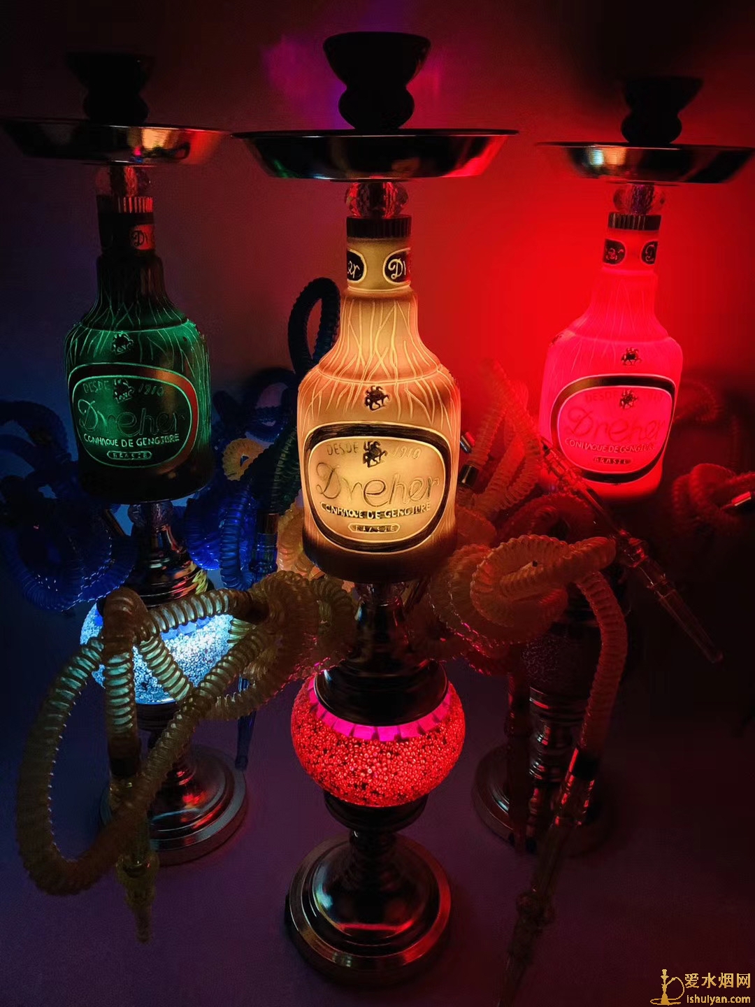 酒吧水烟壶之酒瓶造型双灯四嘴阿拉伯水烟壶图片价格批发多少钱